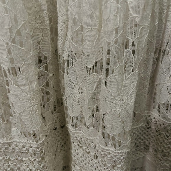 Boho‎ Maxi Lace Dress Ivory Lined Tassels Much Detail Festival Coachella Size M - Picture 5 of 9
